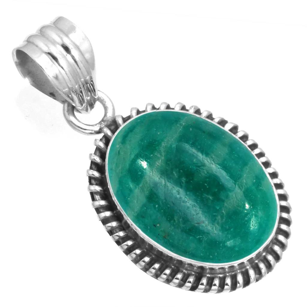 925 Sterling Silver Pendant Women Gemstone Handmade Jewelry New Year Gift Amazonite Angelite Blue Opal Botswana Agate Mohave Azurite Chrysocolla Boho