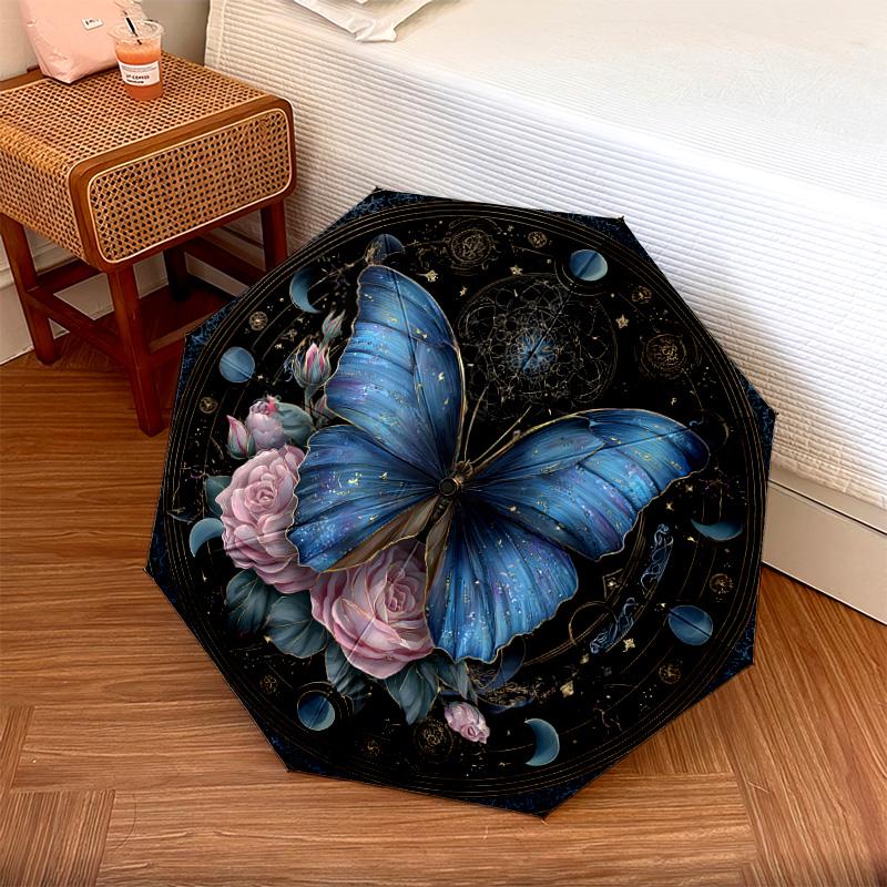 

1 шт. Автоматична складана парасолька - Візерунок з метеликами, Портативна та складана конструкція з 8 спицями, Різдвяні та Дні народження Подарунки