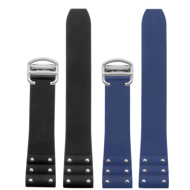 Compatible with Cartier Santos Men's Original Rubber/Silicone Watch Strap 21mm for Santos de Cartier series