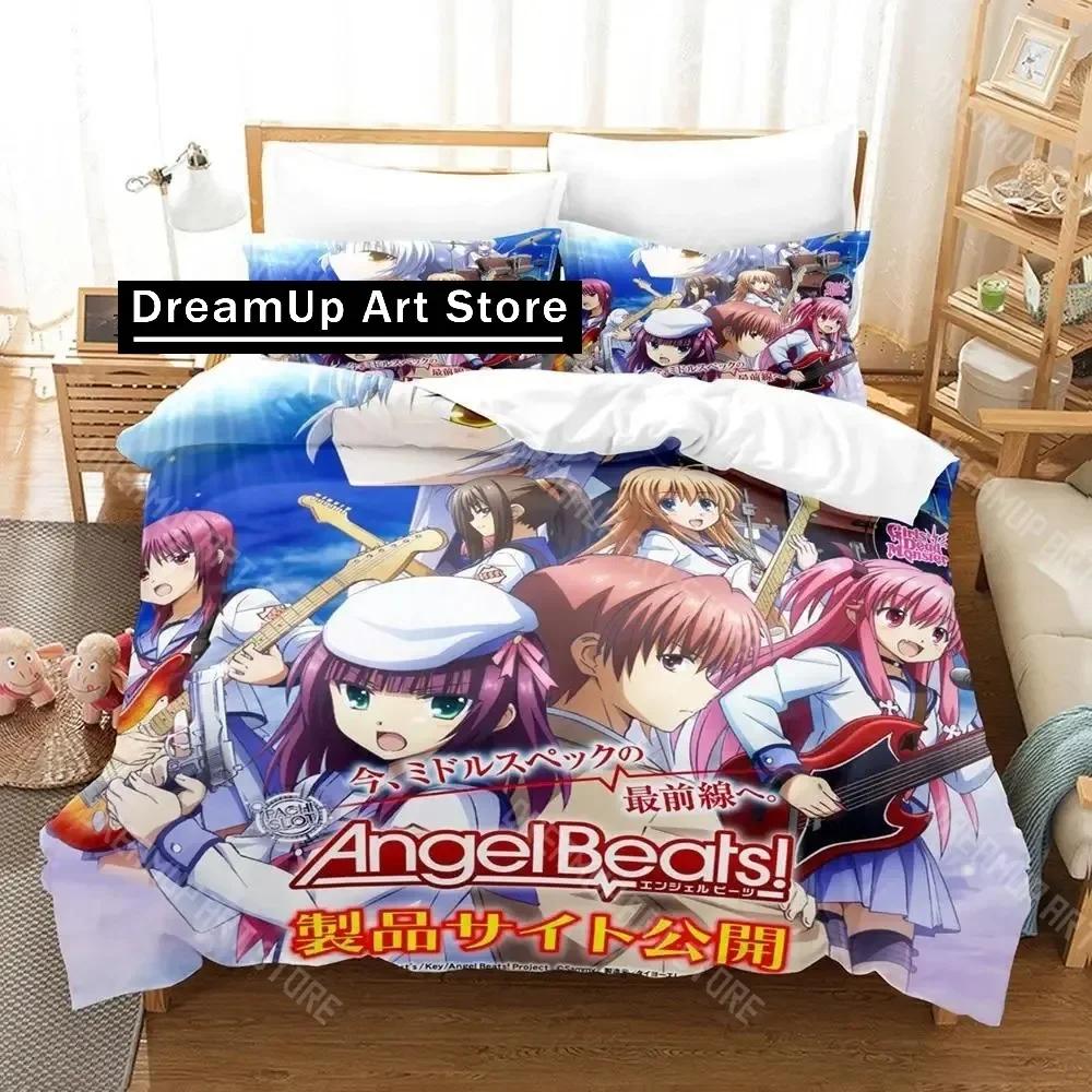 

3D Print Angel Beats Bedding Set Single Twin Full Queen King Size Bed Set Aldult Kid Bedroom Duvetcover Sets Anime Bed Sheet Set EU Single 90x200cm