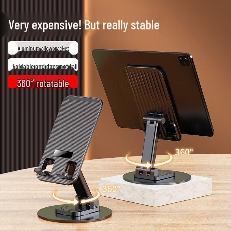 Adjustable Metal Phone Stand: Rotatable, Foldable & Height-Adjustable for Streaming, Selfies, and Tablet Support