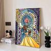 Disney Diamond Painting Beauty and The Beast Stained Glass Art Illustration 5D Full Diamond Art Mosaic DIY Embroidery Cartoon Wall Decoration