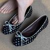 Scarpe con Tacco a Punta Pois e Fiocco Dolce Moda Donna Punta Tonda Aumento Interno Scarpe Mary Jane Eleganti Scarpe da Sera
