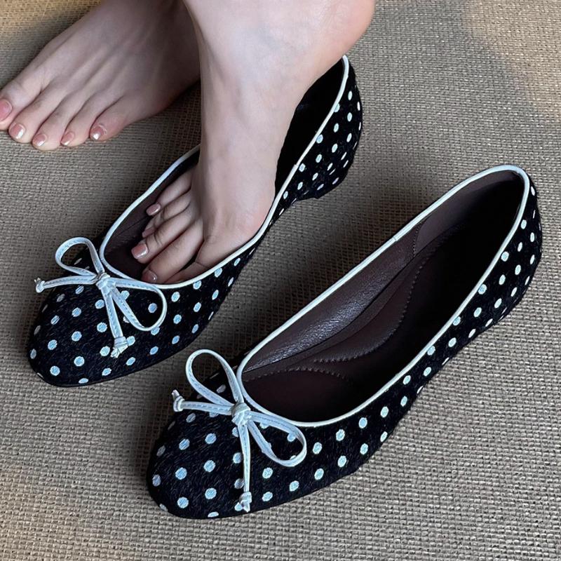 Scarpe con Tacco a Punta Pois e Fiocco Dolce Moda Donna Punta Tonda Aumento Interno Scarpe Mary Jane Eleganti Scarpe da Sera