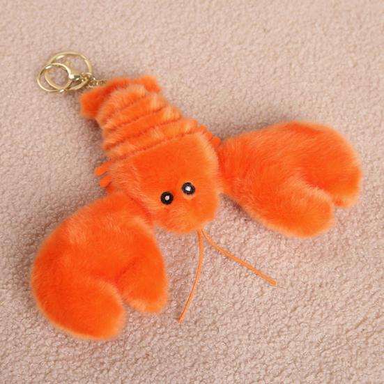 Yousheng Crab/Lobster Doll Keychain Pendant, Plush Keychain, Soft Fluffy Animal Bag Charm with Lanyard And Metal Ring, Cute Seafood Decoration