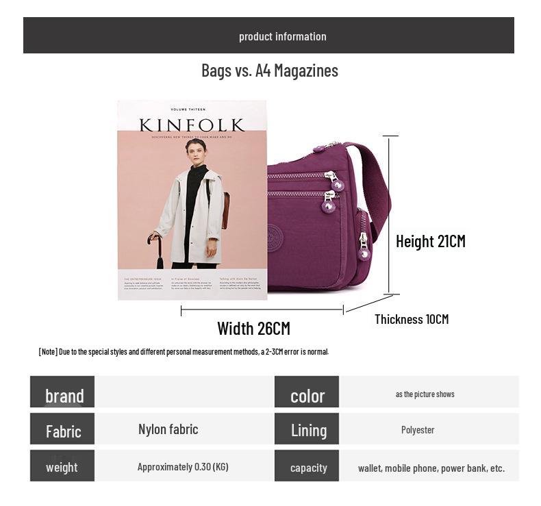 Multi-layer Women's Oxford Cloth Shoulder & Messenger Bag - Lightweight, Large Capacity Backpack & Canvas Mother Bag with Wallet