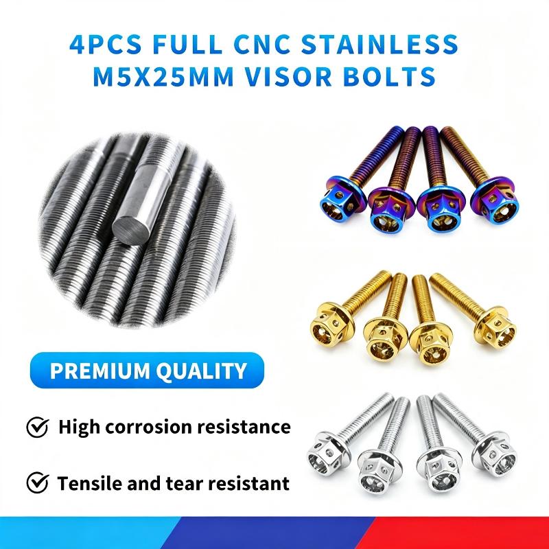 4Pcs/Set Full Cnc Stainless M5X25Mm Visor Bolts For Nmax / Pcx / Aerox / Adv Flower Design