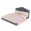 Modern soft bed, comfortable headboard, 160*200CM, gray, bed frame with low box, does not include pneumatic rod, includes 160*200CM mattress.