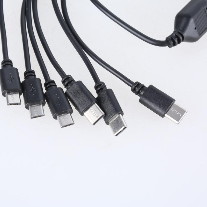Multi Charging Cable 6Port USB Charging Cord with Type C and USB Connectors for Electronics 150cm/50cm Length