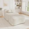 Modular Frameless Sofa with Ottoman, Wave Design, 32D Foam Filling, Movable Back Cushion, Soft Fabric, for Apartment, Living Room and Bedroom, Beige