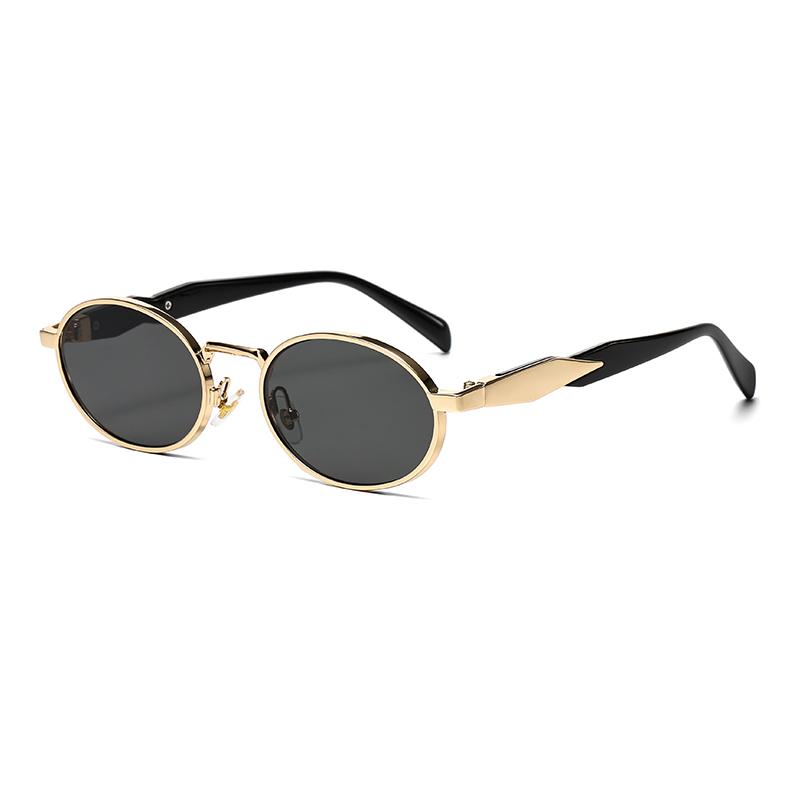 1/2pcs New Small Frame Metal Oval Sunglasses For Women And Men, High-End Retro Steampunk Sun Glasses