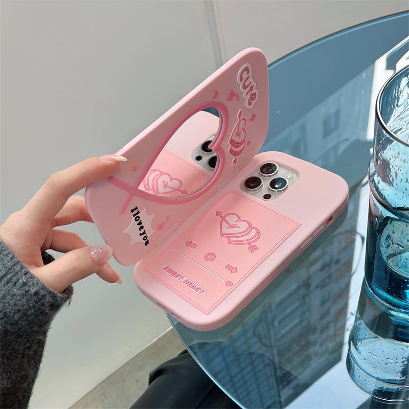 Funda de silicona rosa fucsia con forma de concha, con espejo de amor, para iPhone 16 15 Pro 14 13 Pro Max 15, funda suave a prueba de golpes, regalo para chica