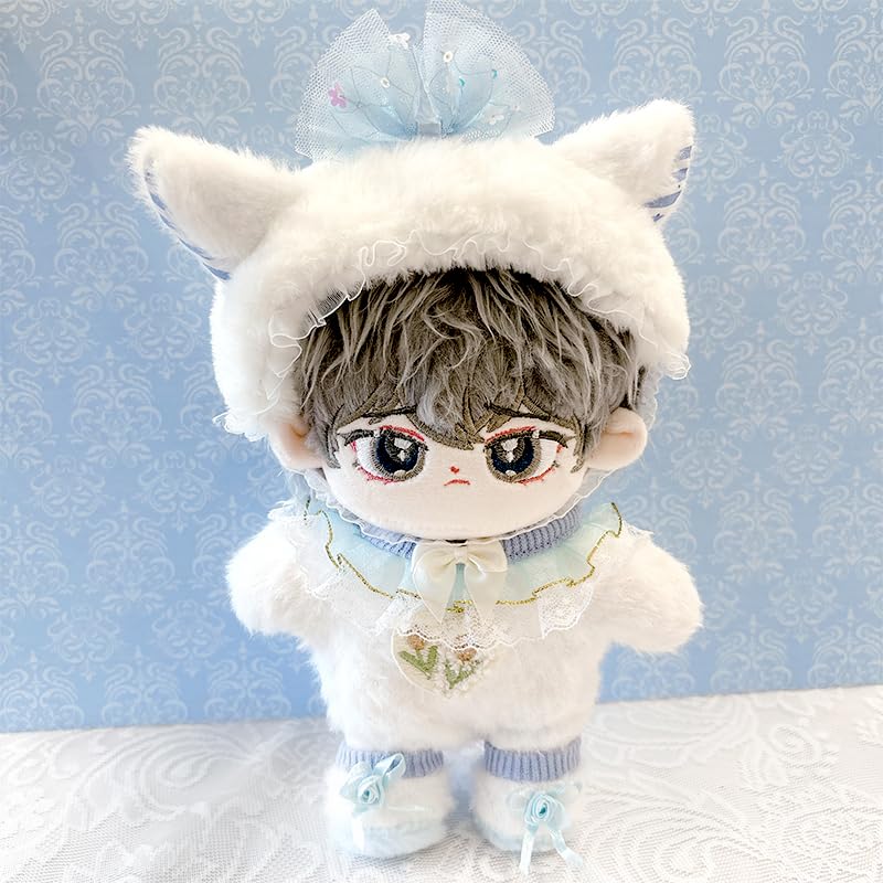 Fluffy Cat Costume for Plush Toys (Headband, Outfit, and Shoes Set) for 20cm Plush Toys, Light Blue, g.triger, Oshi-Nui, Nuikatsu [Product]