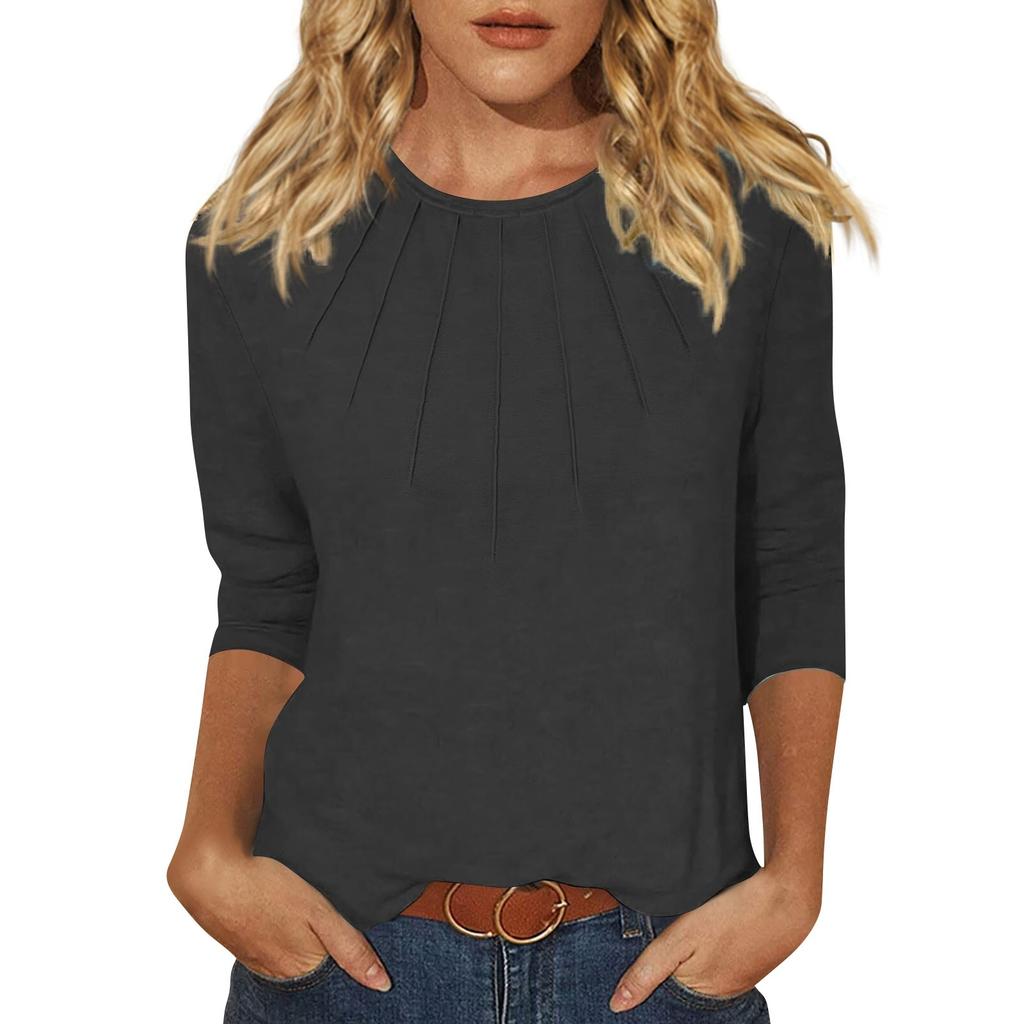 Women's Fashion Daily Versatile Casual O-Neck Three Quarter Sleeve Top