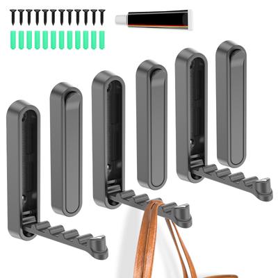 6 Pcs Foldable Metal Wall Hook Bathroom Towel Hook Coat Hook Key Kitchen Storage Hook Hanger Decoration