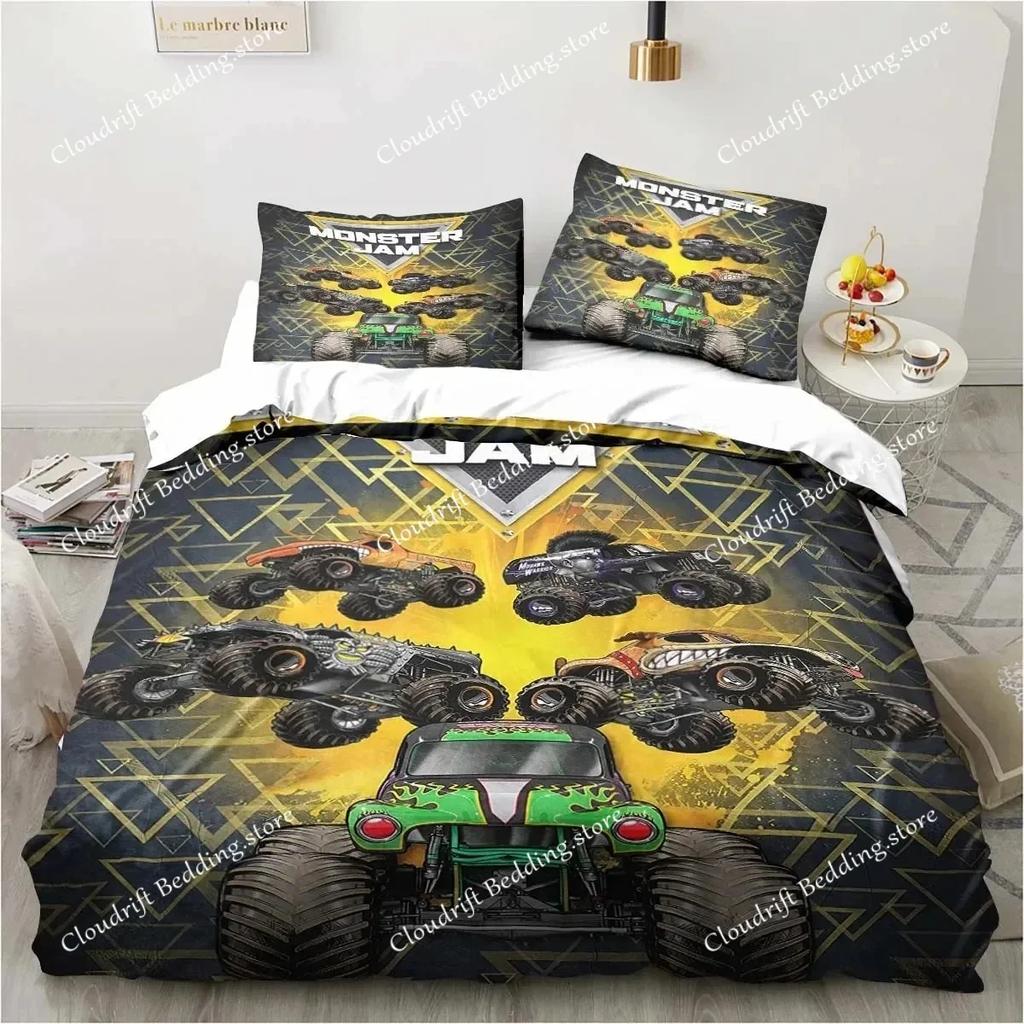 Cartoon Monster Trucks Duvet Cover Exquisite Digital Printing Bedding Set Comforter Bed Youth Home Decor Kids Girl Boys Gift026