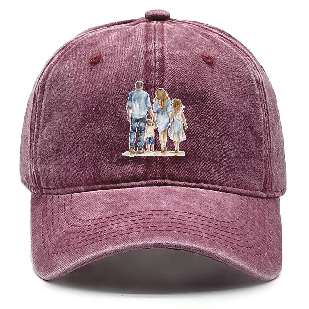 Family Members Print Adjustable Baseball Hat, Trucker Hat Simple Unisex Curved Brim Leisure Snapback Baseball Cap