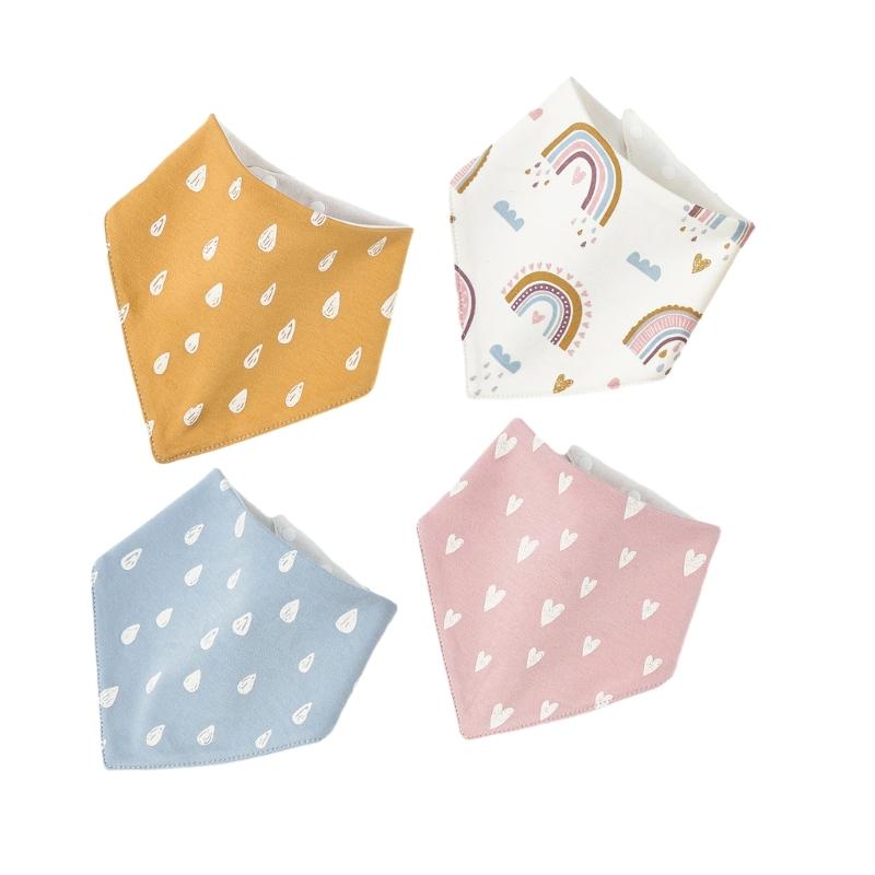 4pcs Stylish Baby Bandana Scarf Infant Drool Bib Waterproof Muslin Bibs Burp Cloth for Newborns Feeding & Drooling