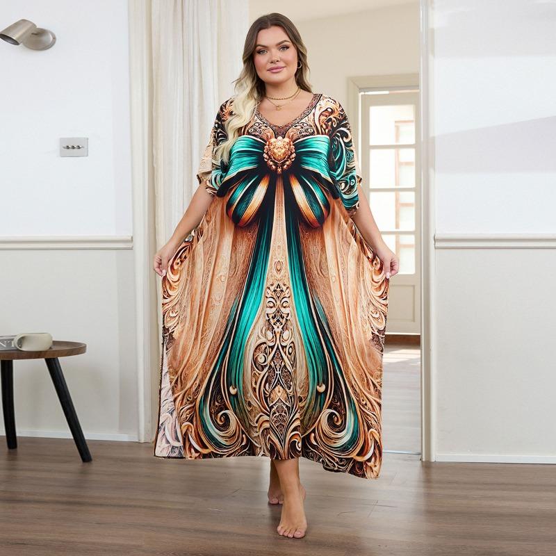 

Женская мода лето весна Love Letter Print рукава 1/2 V-образный вырез свободная талия повседневные платья Size: One Size