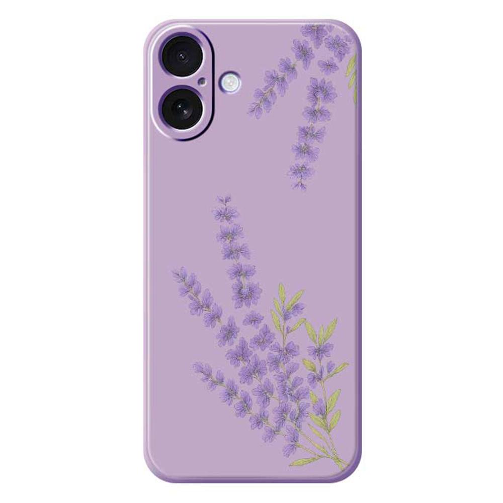 For iPhone 17 Case Lavender Pattern Printing Straight Edge TPU Phone Back Cover