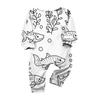 Handbemaltes Eltern-Kind-Outfit - Aufdruck Rundhals Eltern-Kind Langarm Lange Hose Hausanzug Anzug