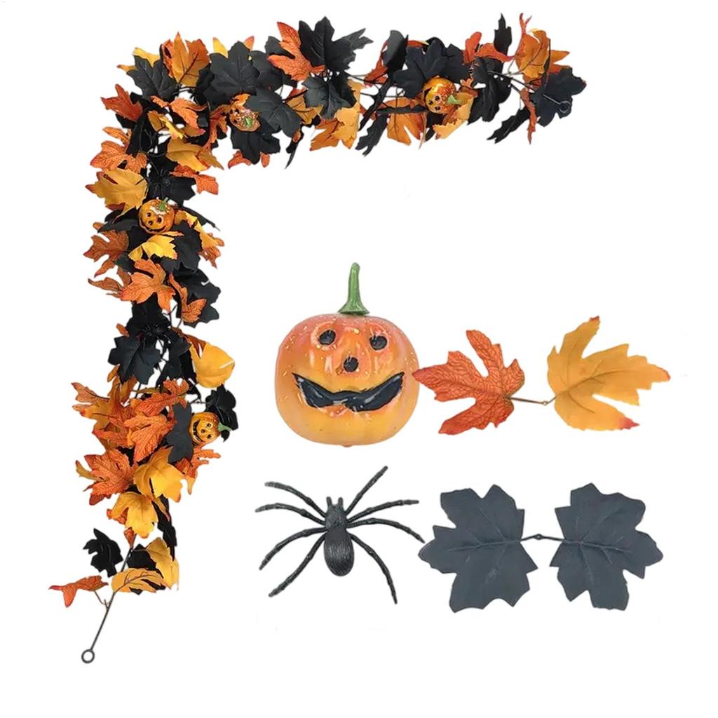 Halloween Pumpkin Cane Garland Fall Maple Leafs Garland Maple Leafs Autumn Thanksgiving Decor For Party Desk Home Decor