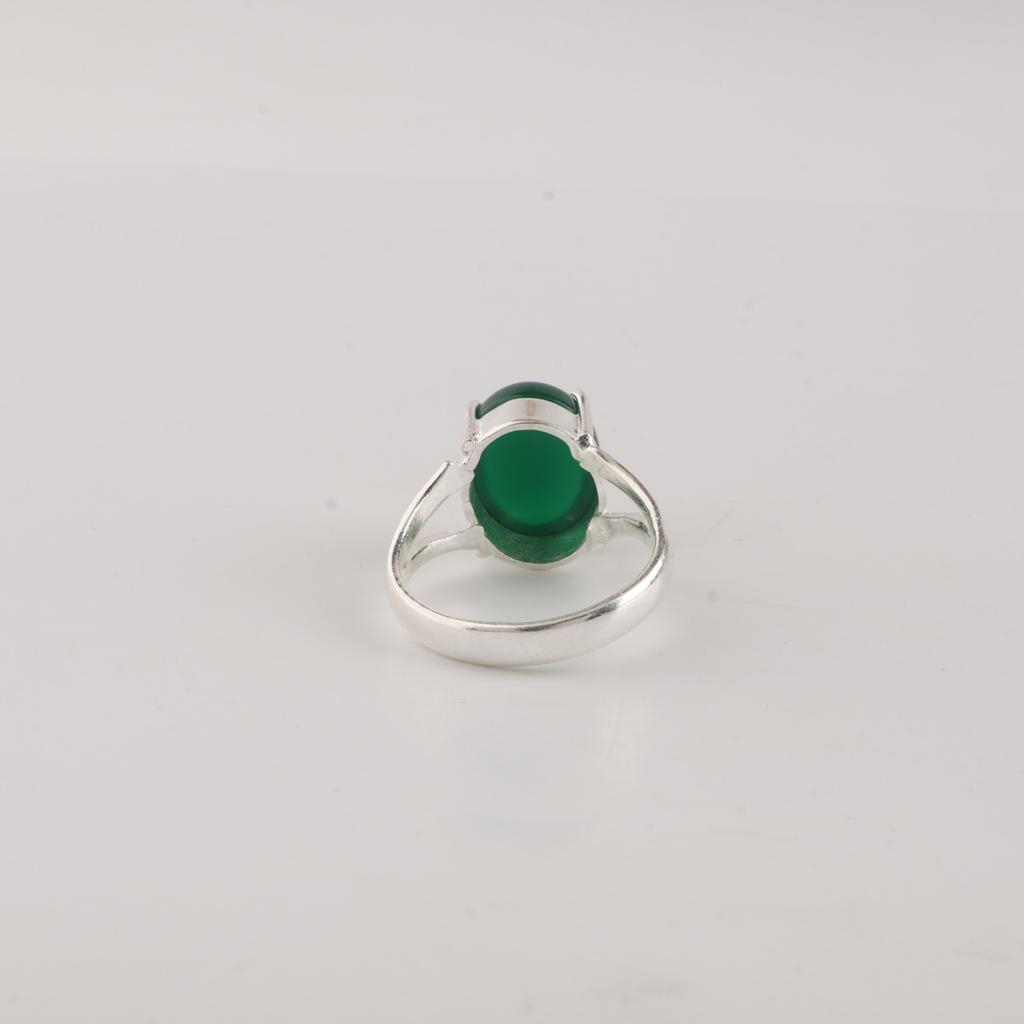 Green Onyx Cab Gemstone 925 Sterling Silver Handmade Jewelry Proposal Ring For Gift RR-75-30