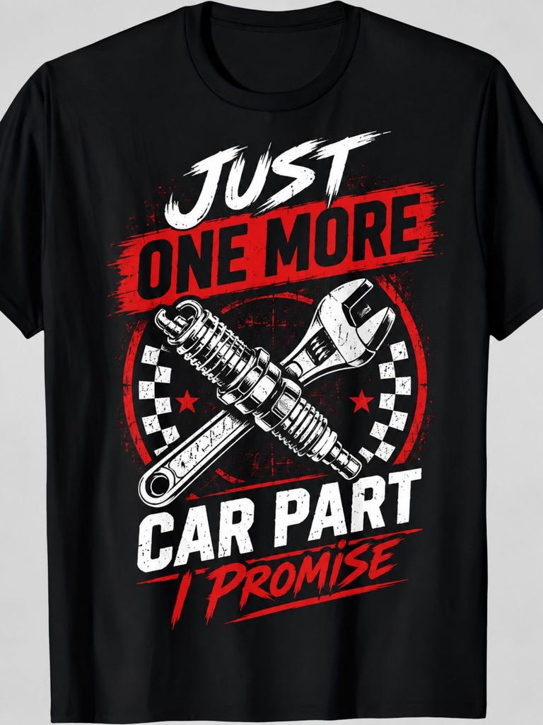 Black 100% Cotton Graphic T-Shirt Size S-XXXL Just One More Car Part I Promise Design Perfect for Garage for Man Cave Car Lover Auto Enthusiast Gift