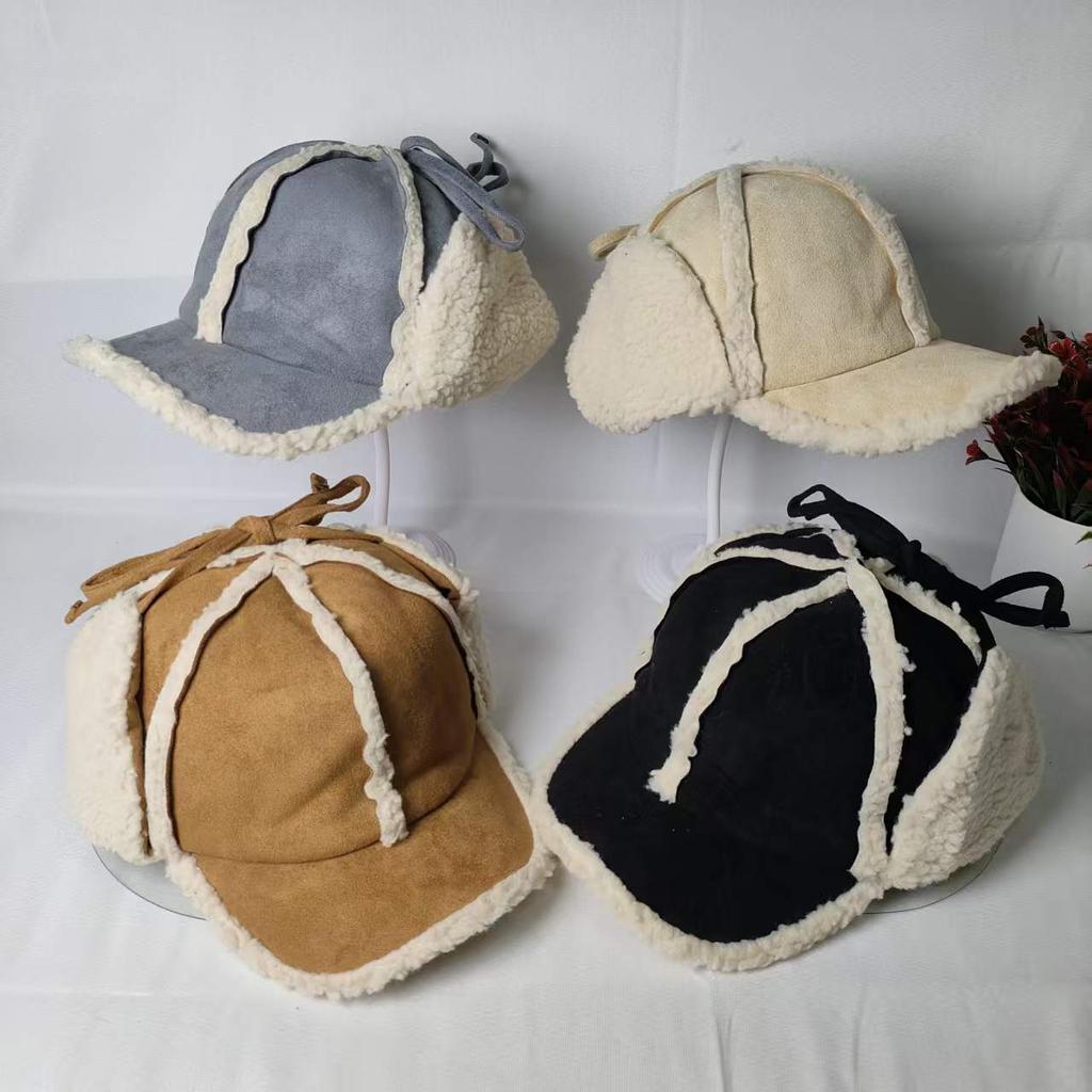 Lei Feng hat men and women autumn and winter couple retro ins lamb wool versatile ear protection cold soft top tide Korea