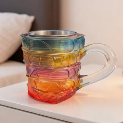 Book Mug 3D Hand-Painted Resin Coffee Mug with Stainless Steel Interior Microwave Dishwasher Safe Literary Cup Unique Gift for Book