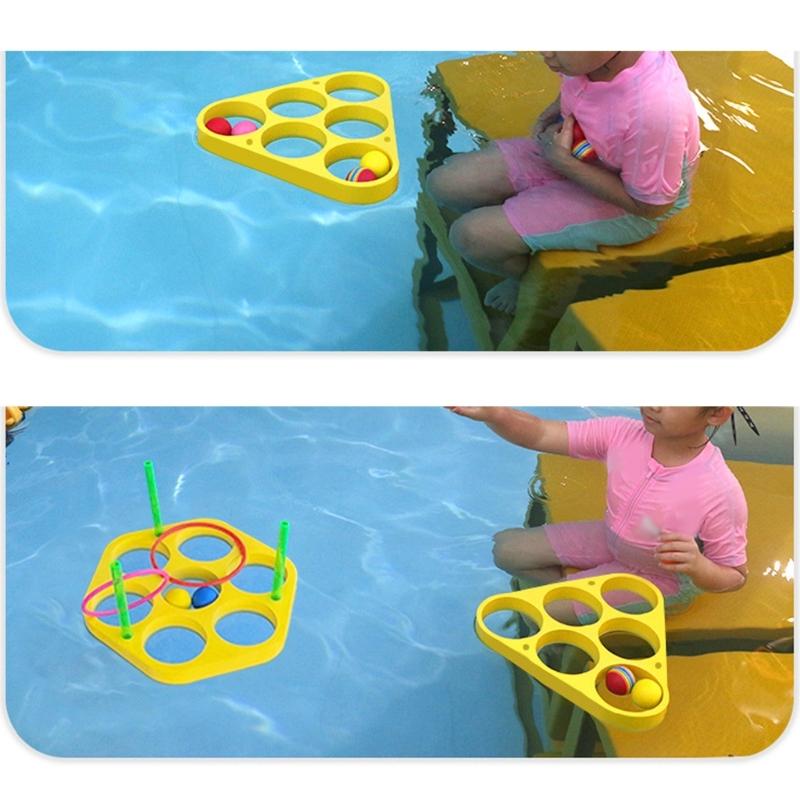 EVA Floating Foam Rings Throw Pool Game Toy with Balls Floating Foam Rings Toy with Balls for Kids Adults Outdoor Party