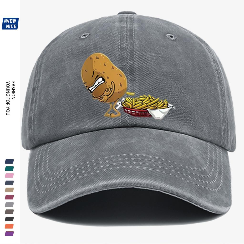 pc Angry Potato for Unisex French Fries Print Baseball Cap Unisex Adjustable Snapback Hat Suitable for Parties Travel Cycling