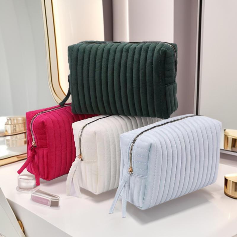 Large Capacity Velvet Cosmetic Bag Toiletry Bag Convenient Travel Toiletry Bag