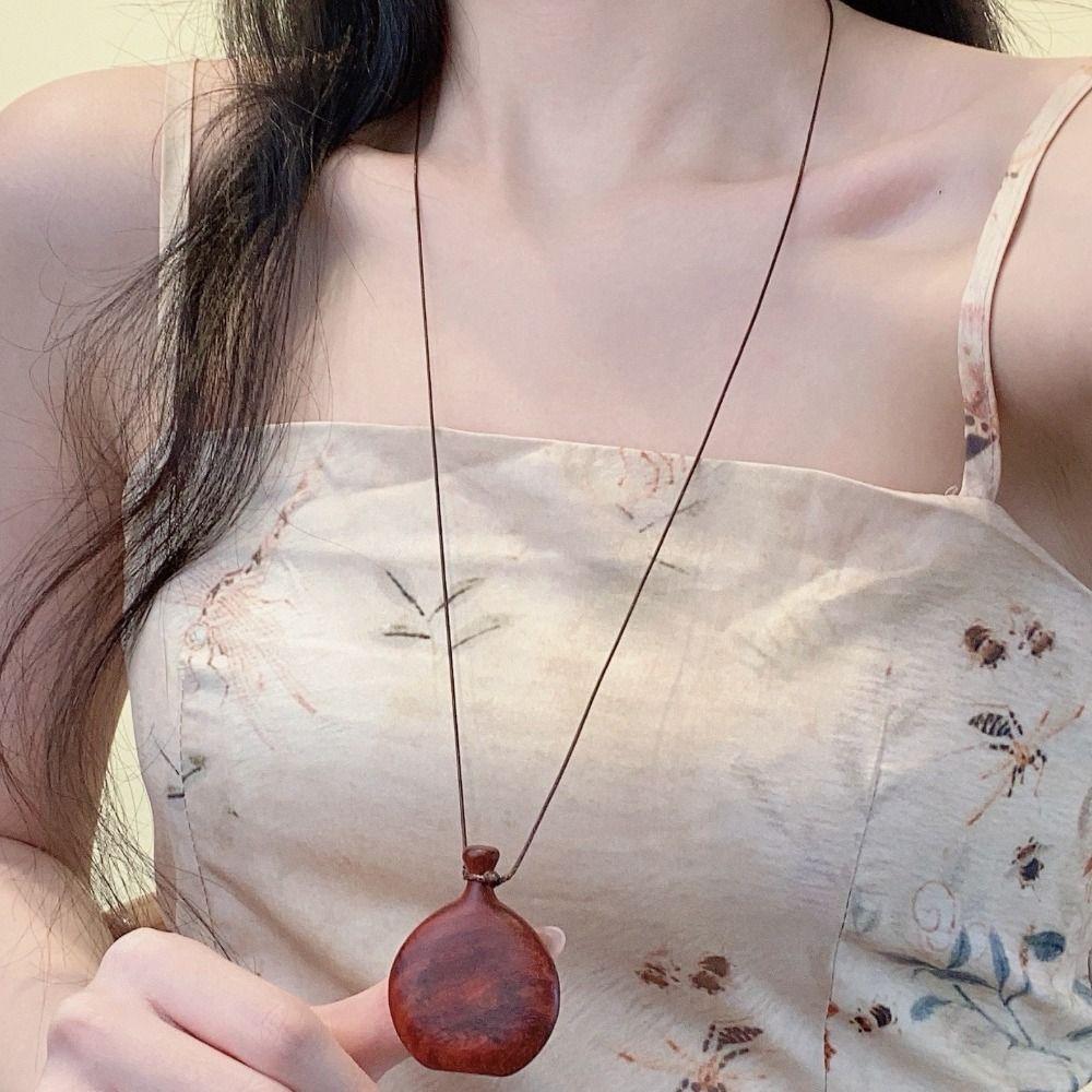 Collier Chaîne Pull Couleur Noire Accessoires Bijoux en Bois Nouveau Collier Flacon Saint-Valentin