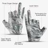 Fishing Gloves 3 Finger Anti Slip Wear Resistant Gloves for Outdoor Cycling Fishing Black Gray M/L Size