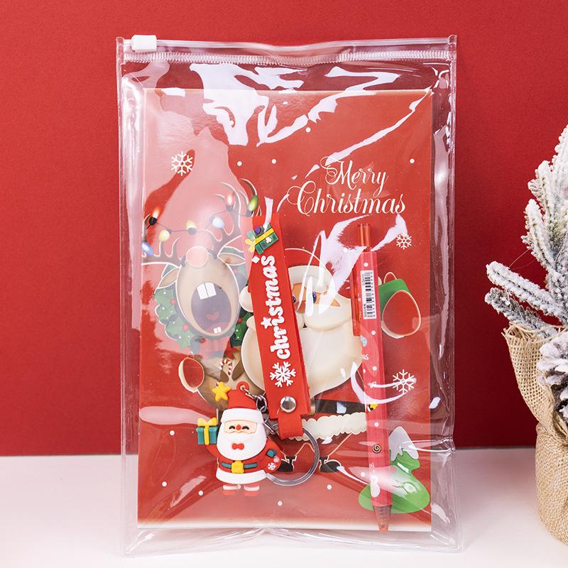 Children's Christmas Gift Prizes Christmas Stationery Set Party Favors Santa Deer Snowman Notebook Pencil Keychain Gift Pack