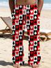 Casual men's printed loose straight trousers vacation beach pants men's European and American breathable