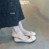 Red Single Shoes Female Cute Round Head Spring Shallow Mouth Simple Bow Flat Beanie Shoes Lazy Little Red Shoes