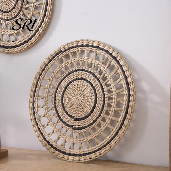 Accessori Sostenibili per la Tavola Arte da Parete Intrecciata in Stile Boho Set di Sottobicchieri e Sottopiatti Rotondi Fatti a Mano 30/35CM Portacasseruola Multiuso da Appendere per Decorazione Soggiorno