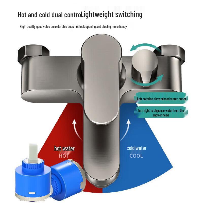 Gunmetal Grey All-Copper Shower Faucet Set