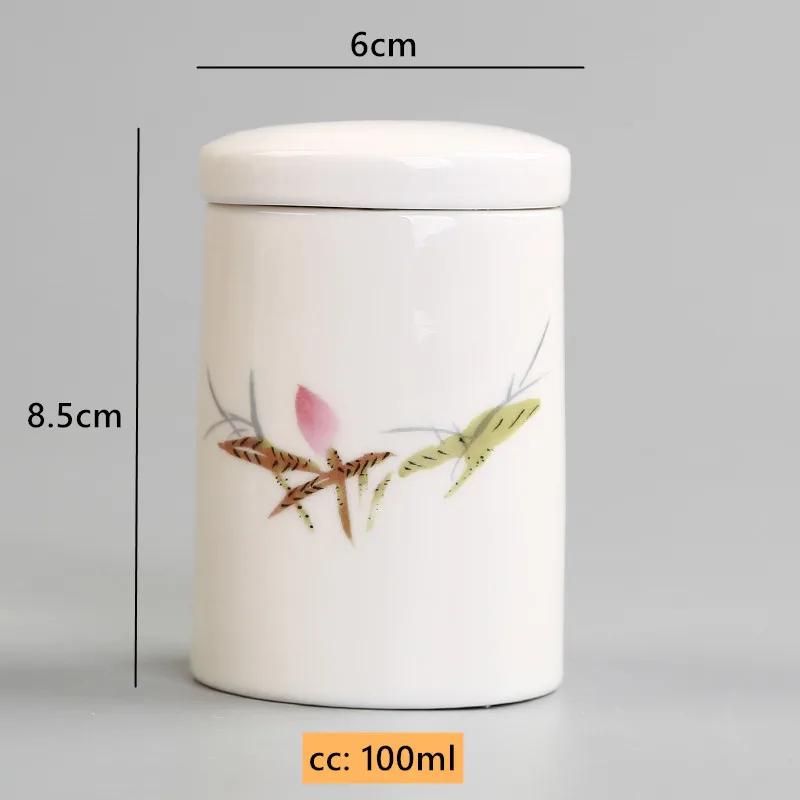

Custom New Ceramic Tea Jar Portable Pu er Tea Box Sealed Moisture-proof Storage Pot Home Coffee Container Can Tea Accessories 6x8.5cm 100ml