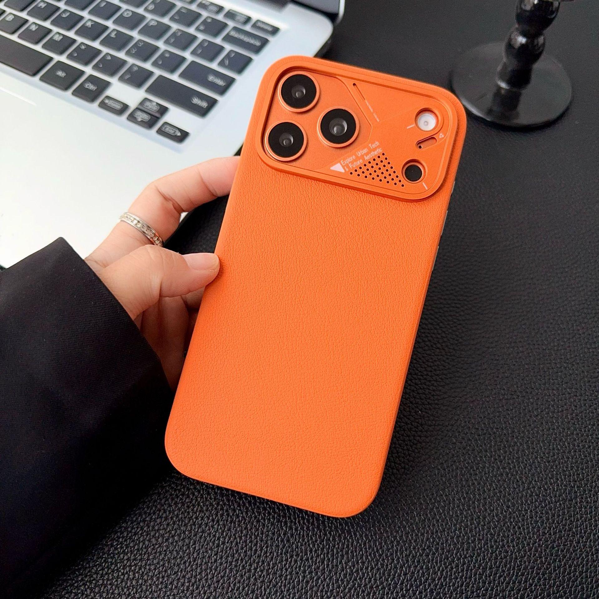 

Compatible with Apple iPhone 17 Pro Max and 16 Pro, King Kong Leather Magnetic Case with AI Buttons. iPhone 17 Pro оранжевый