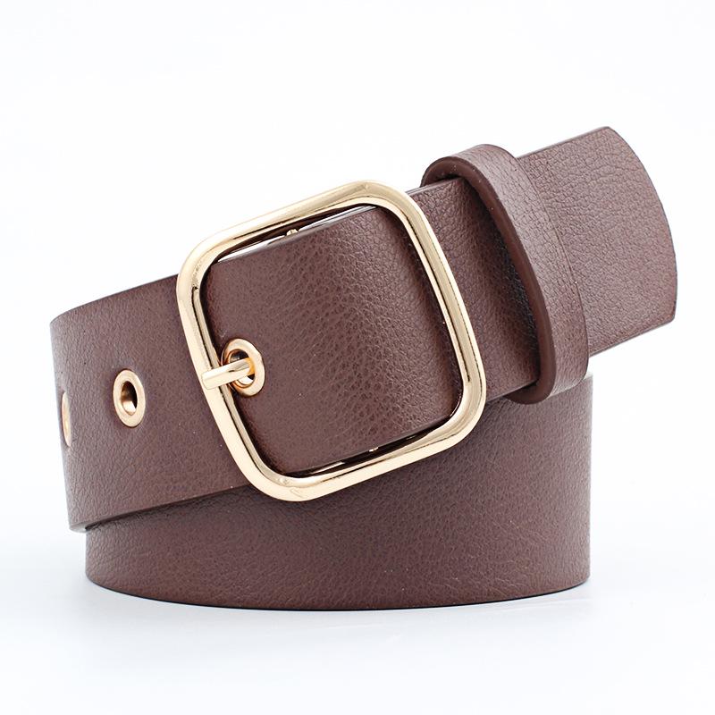 Classic Gold Square Buckle Women'S Trench Coat Wide Belt Gas Eye Decorative Belt Women