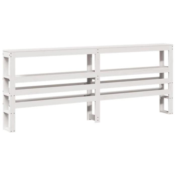 VidaXL Headboard with Shelves White 200 Cm Solid Pine Wood, Wooden Headboard, Headboard with Storage, Head of 850873