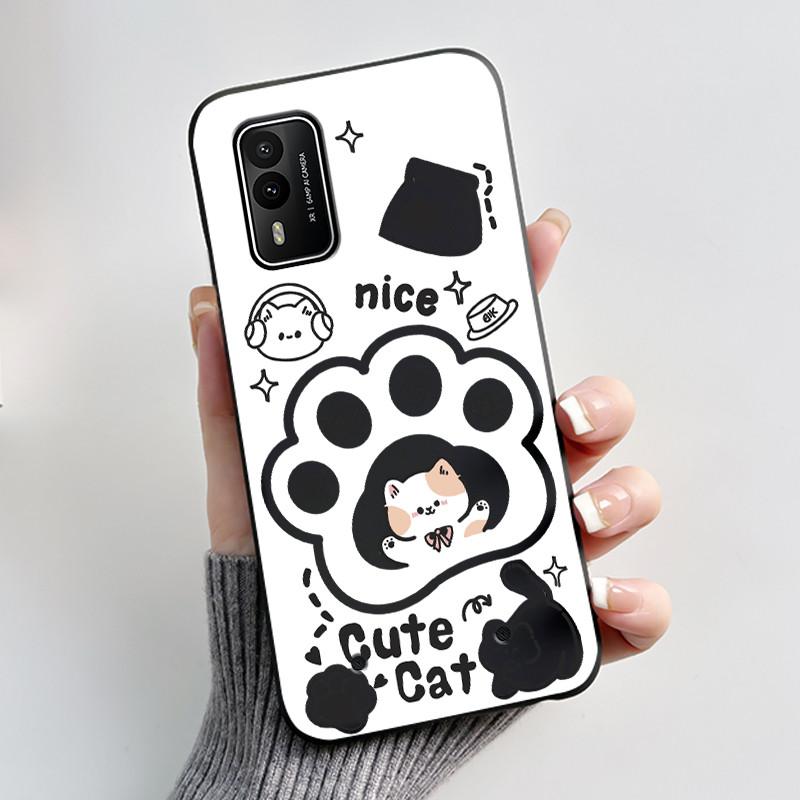 Casing For Nokia XR21 Case Aesthetic Fashion Cute Cat Astronaut Cartoon Black TPU Silicone Soft Shockproof Phone Case Back Cover
