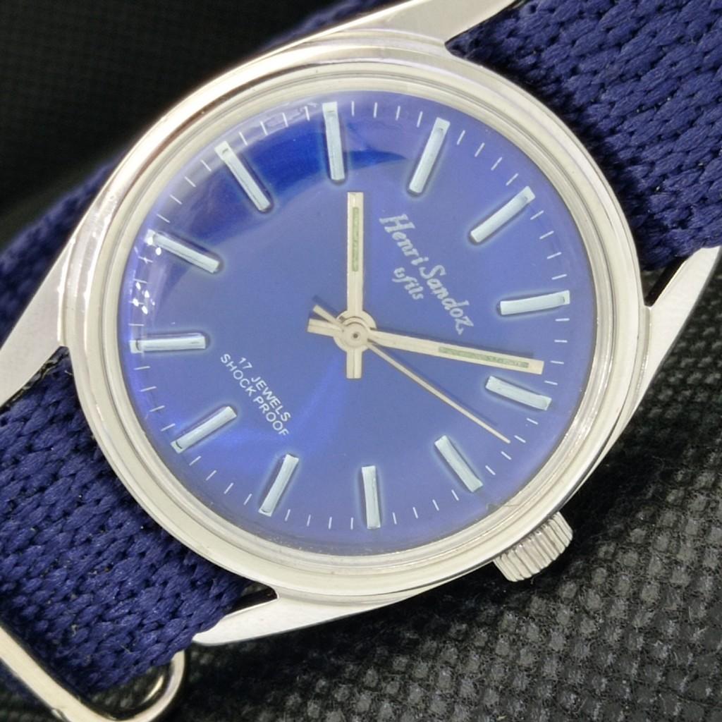 

OLD HENRI SANDOZ & FILS SWISS MENS WRIST WATCH a313402-1 Sku601-a313402
