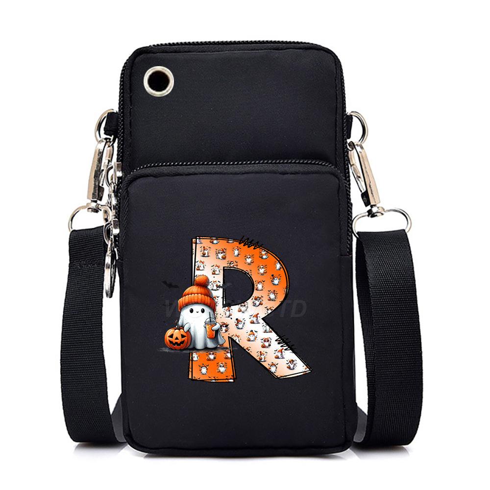 Halloween letter printing trend mobile phone bag vertical square black messenger bag change bag