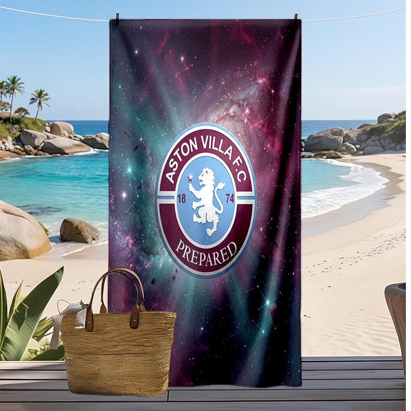 Asciugamano da Spiaggia con Stampa Calcio Aston Villa, Asciugamano Grande Morbido ad Asciugatura Rapida per Spiaggia Campeggio Nuoto
