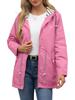 2025 Women’s Water-Repellent Hooded Trench Coat with Striped Lining - Plus Size Available