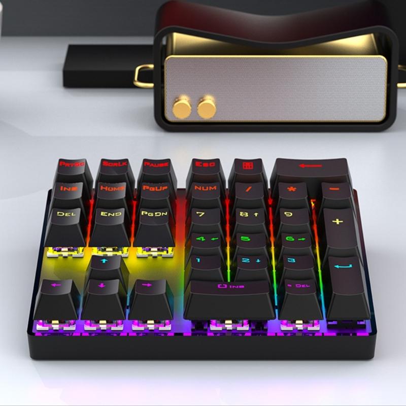 Hot Swappable 33Key Mechanical Number Pad Featuring RGBs Lighting Mode USB Wireds Connectivitys Ergonomic For Efficient Data Entry